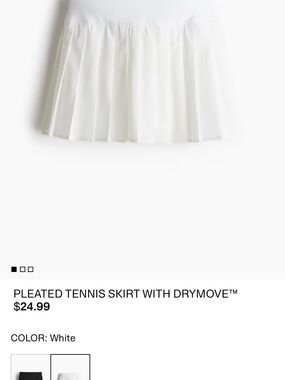 H&M White Pleated Skater Tennis Skirt